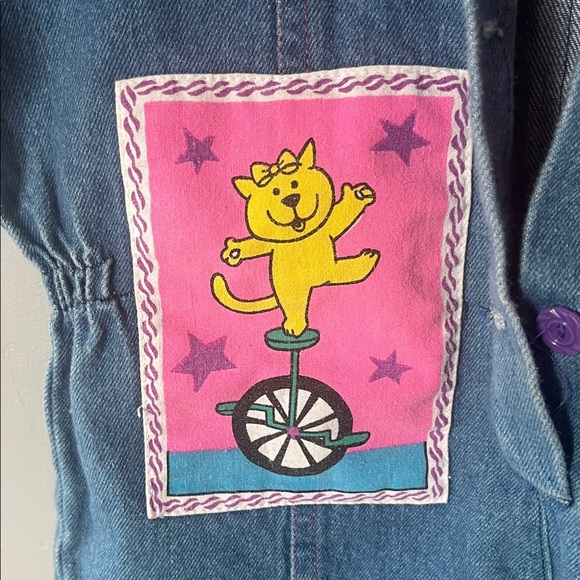 Catton Candy Pink and Blue Kids One Piece Jean With Cats Size 12 Months - Picture 5 of 13